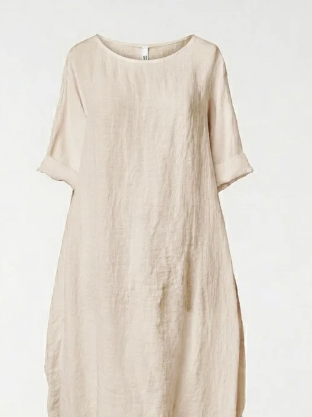 FLORALLO Lightweight Linen Tunic Dress in Soft Beige